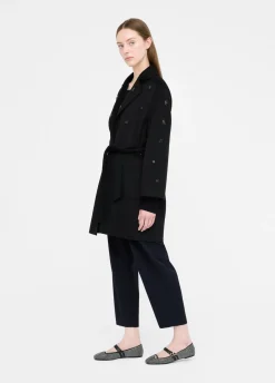 Cappotto in lana con ricami gioiello