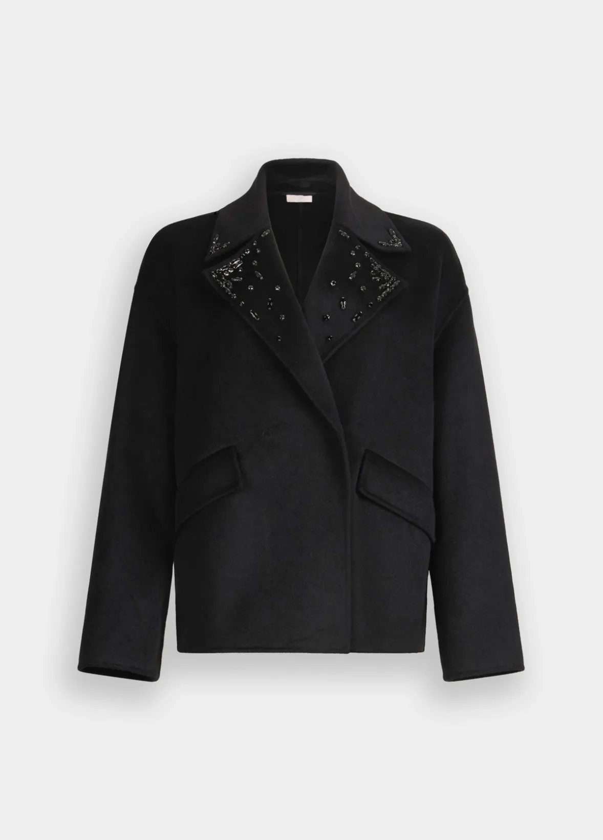 Cappotto in lana con ricami gioiello
