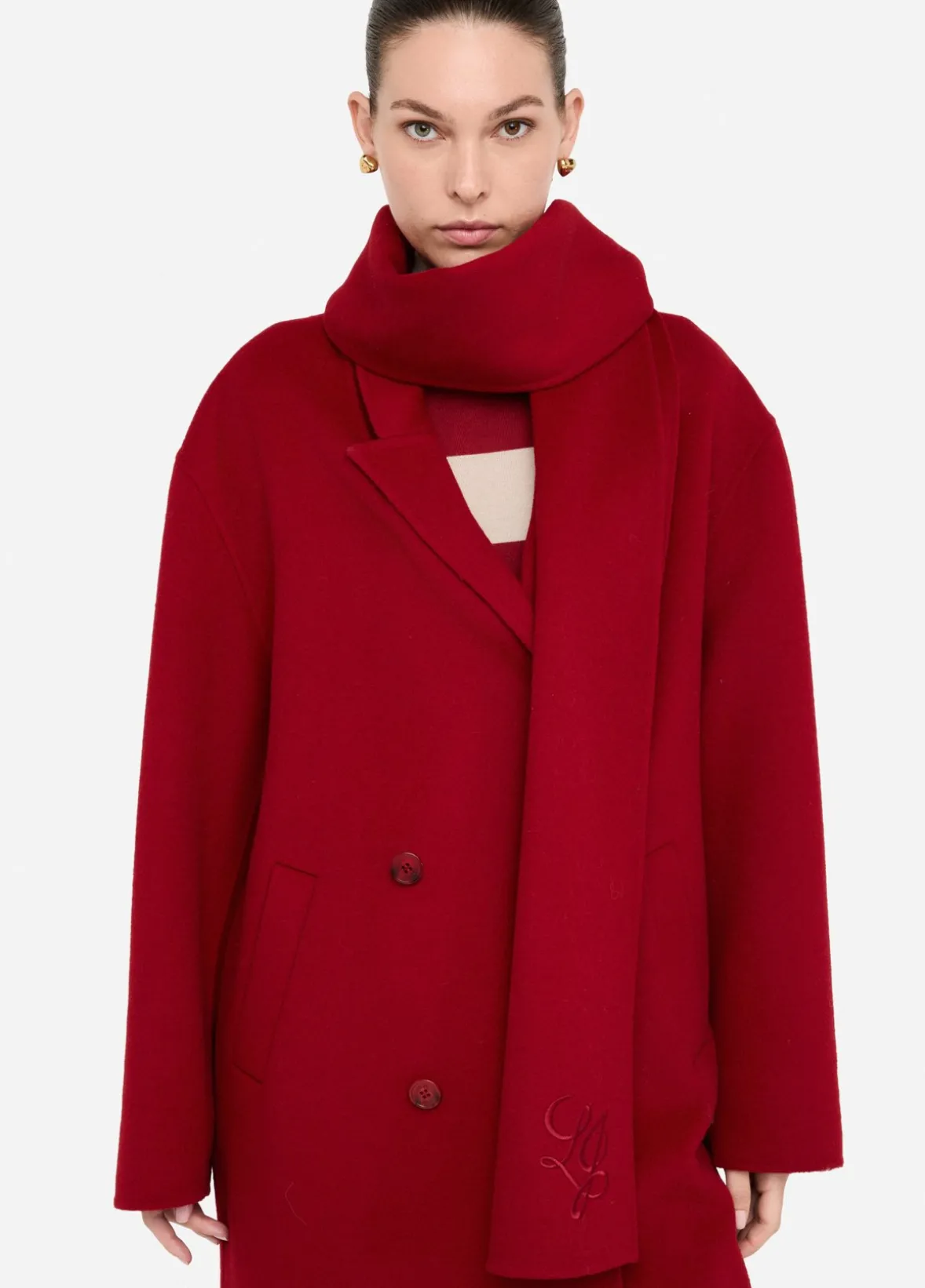 Cappotto in lana con sciarpa