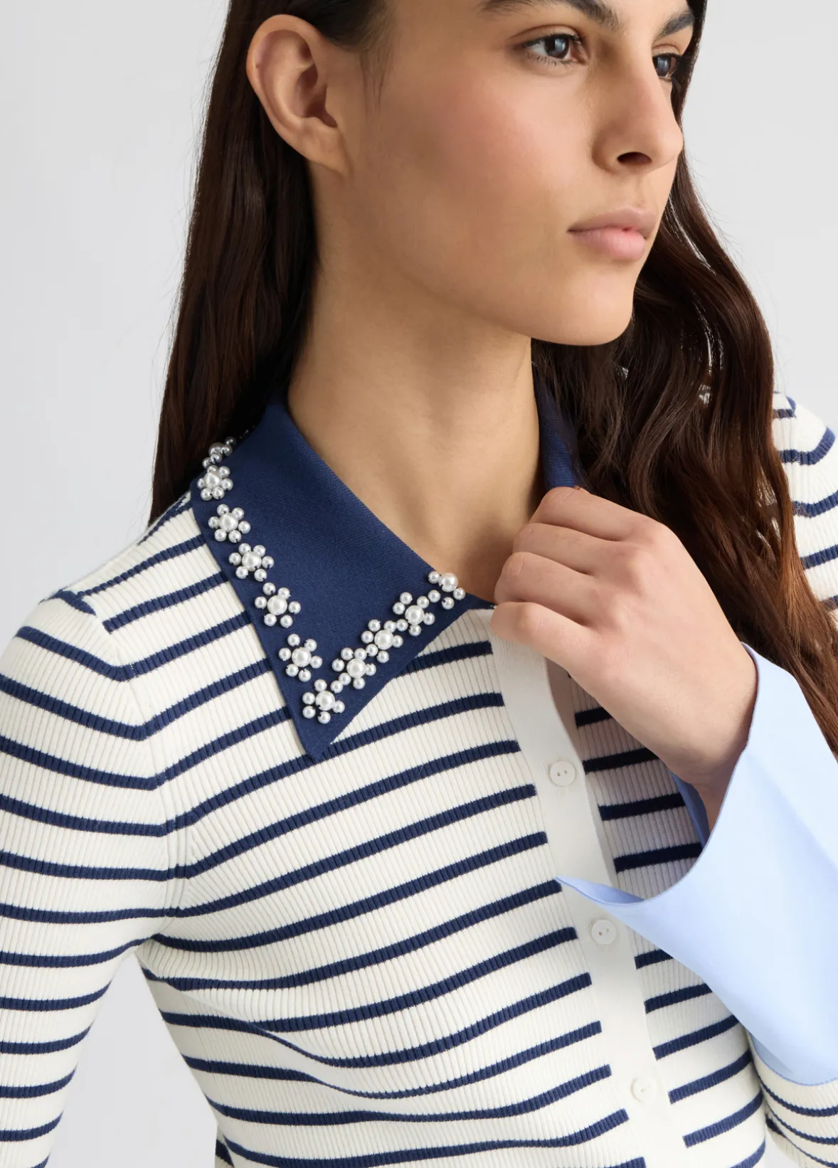 Cardigan a righe con colletto