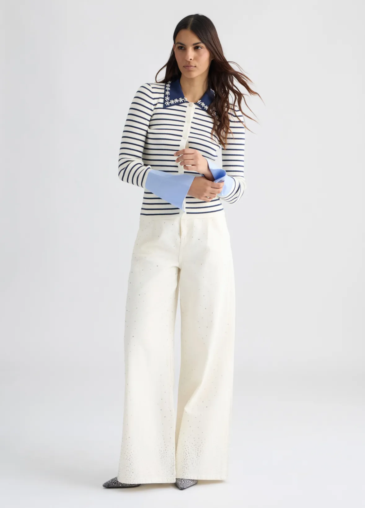 Cardigan a righe con colletto