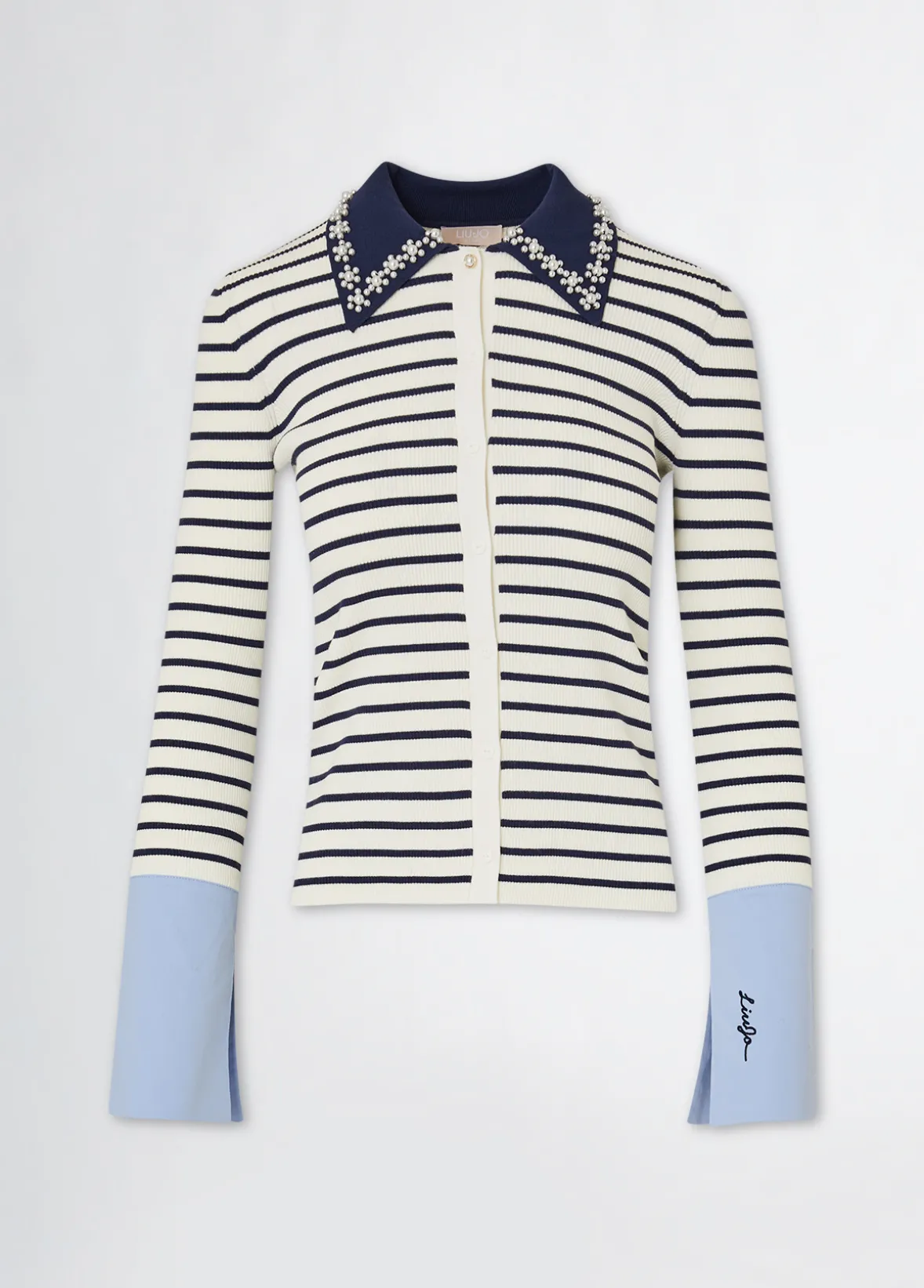 Cardigan a righe con colletto