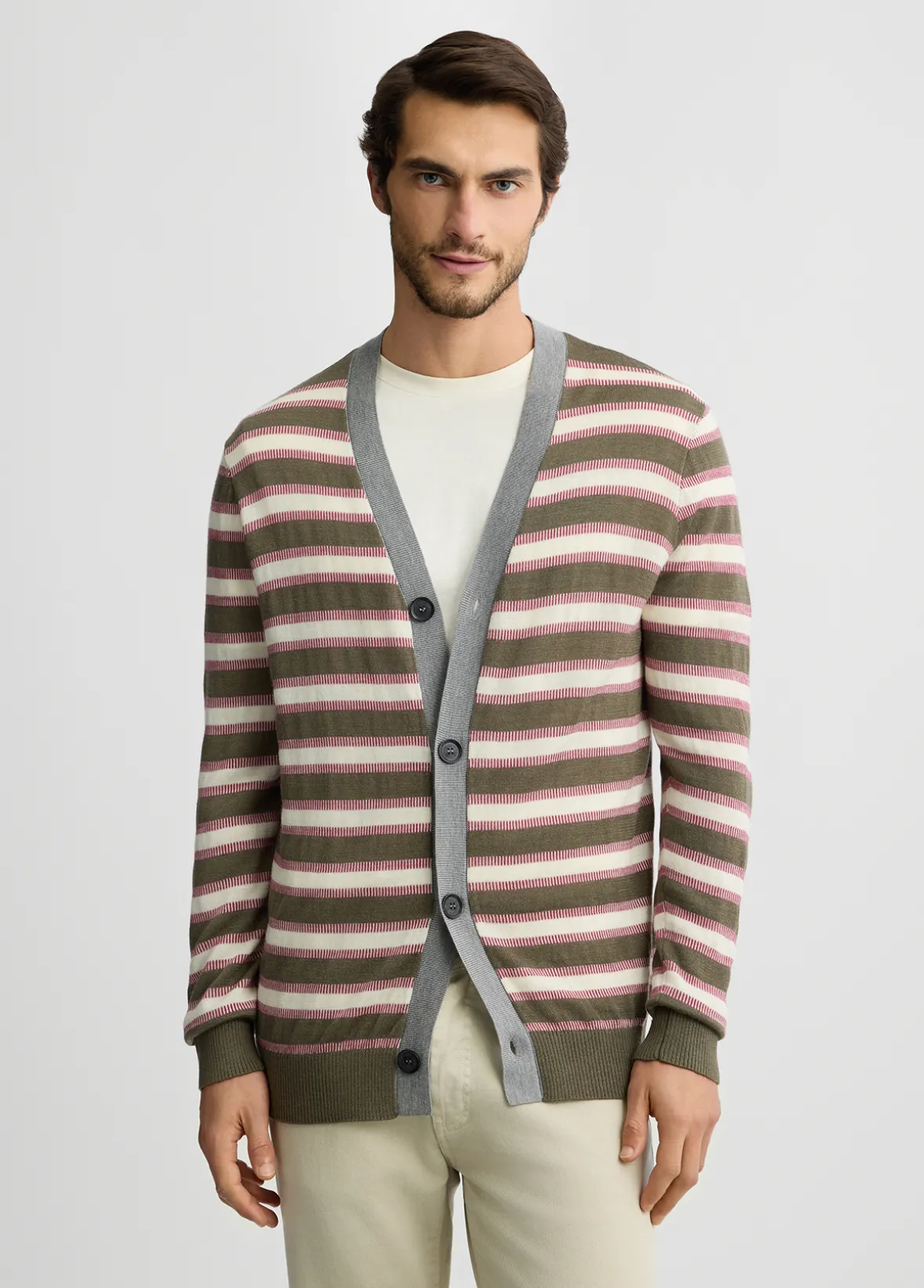 Cardigan a righe in lana
