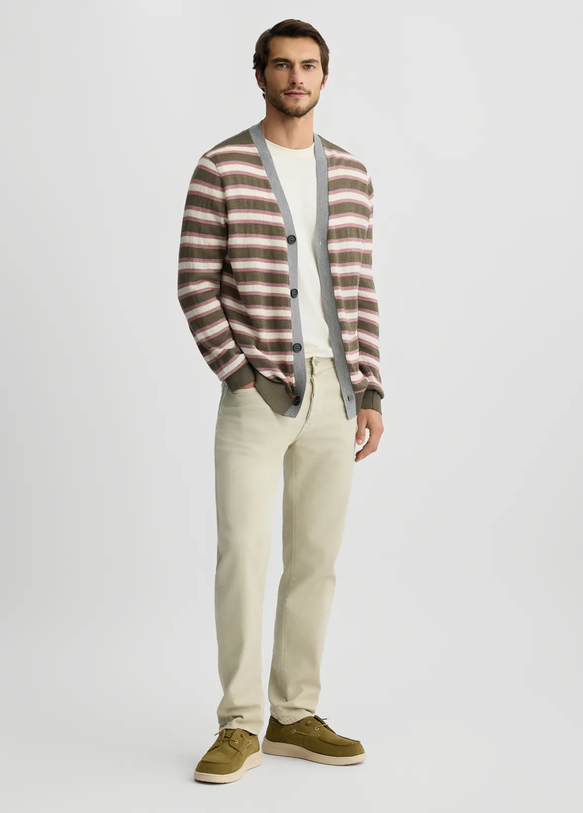 Cardigan a righe in lana
