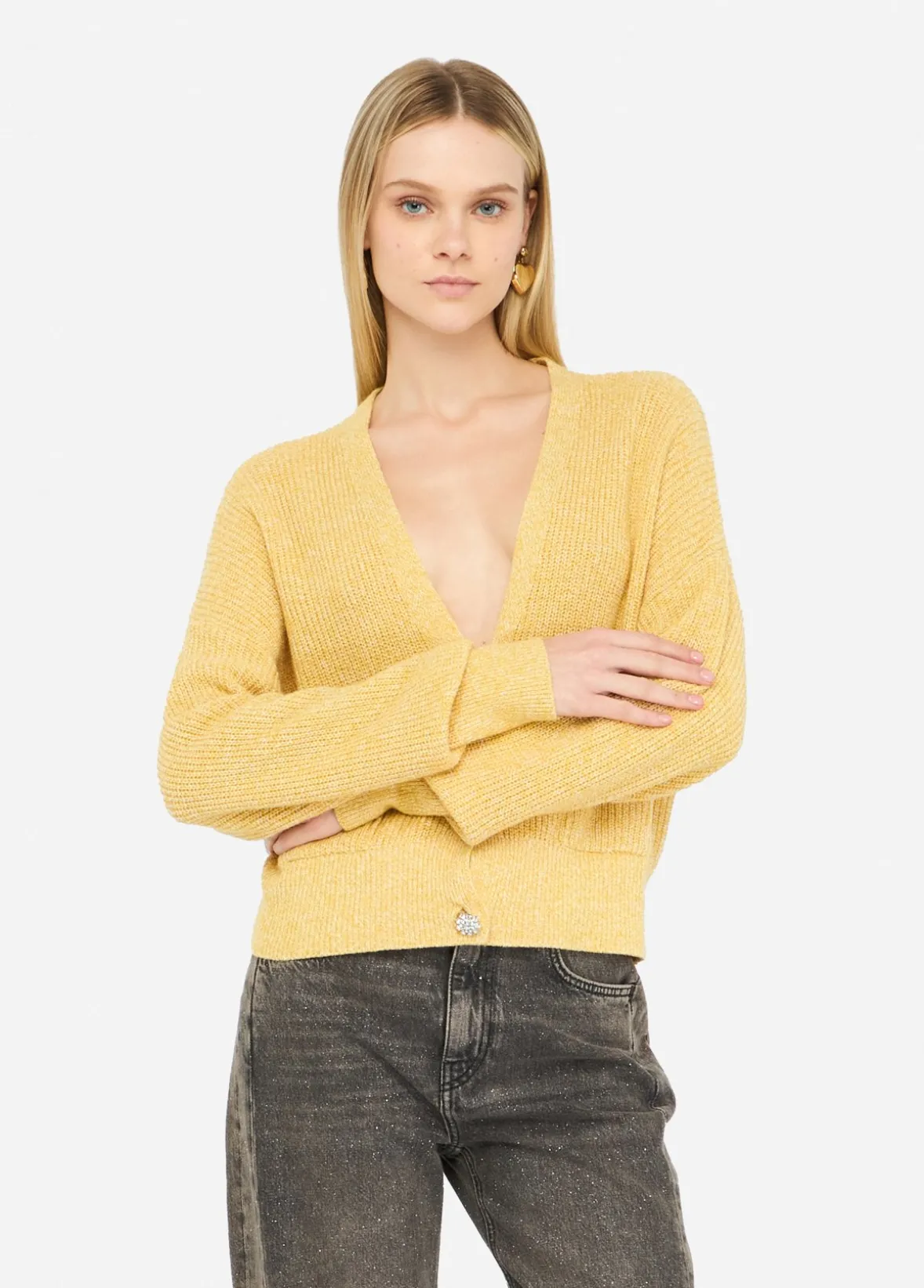 Cardigan con bottoni gioiello