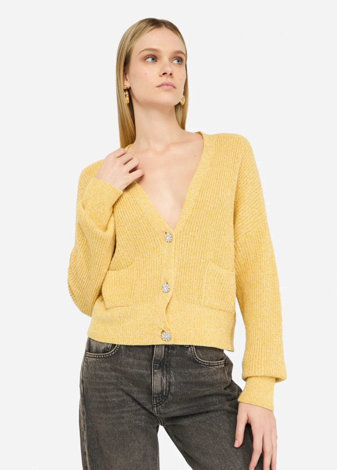 Cardigan con bottoni gioiello