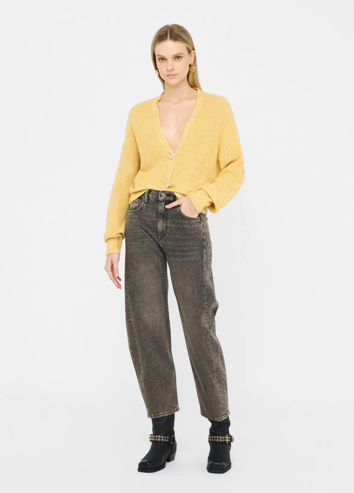 Cardigan con bottoni gioiello