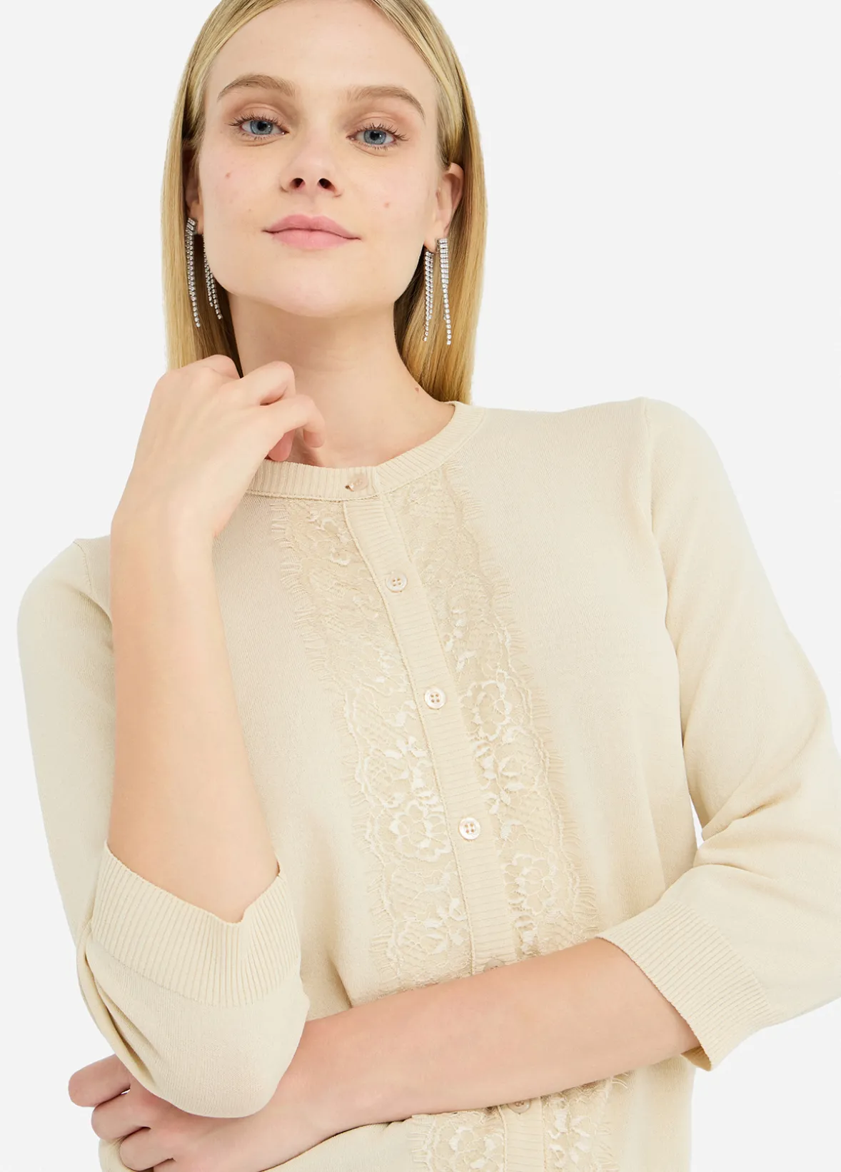 Cardigan con dettagli in pizzo