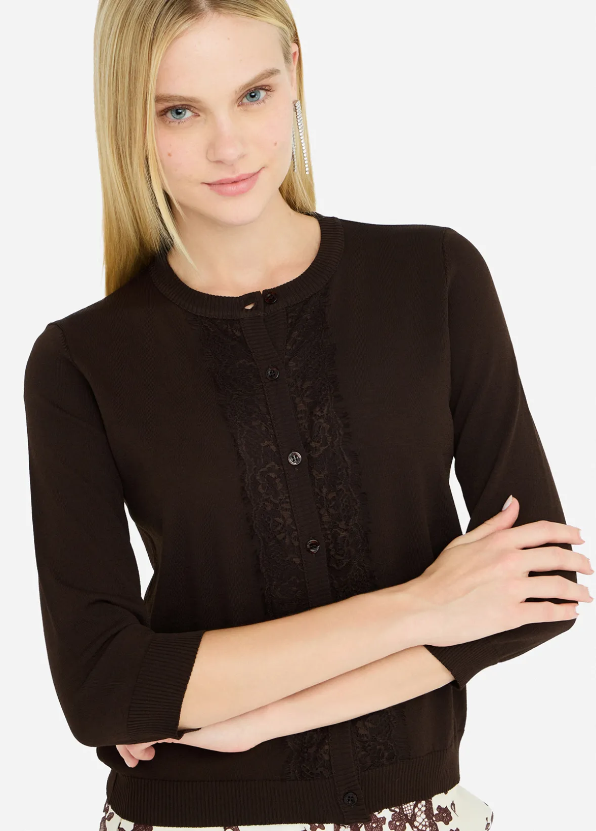 Cardigan con dettagli in pizzo