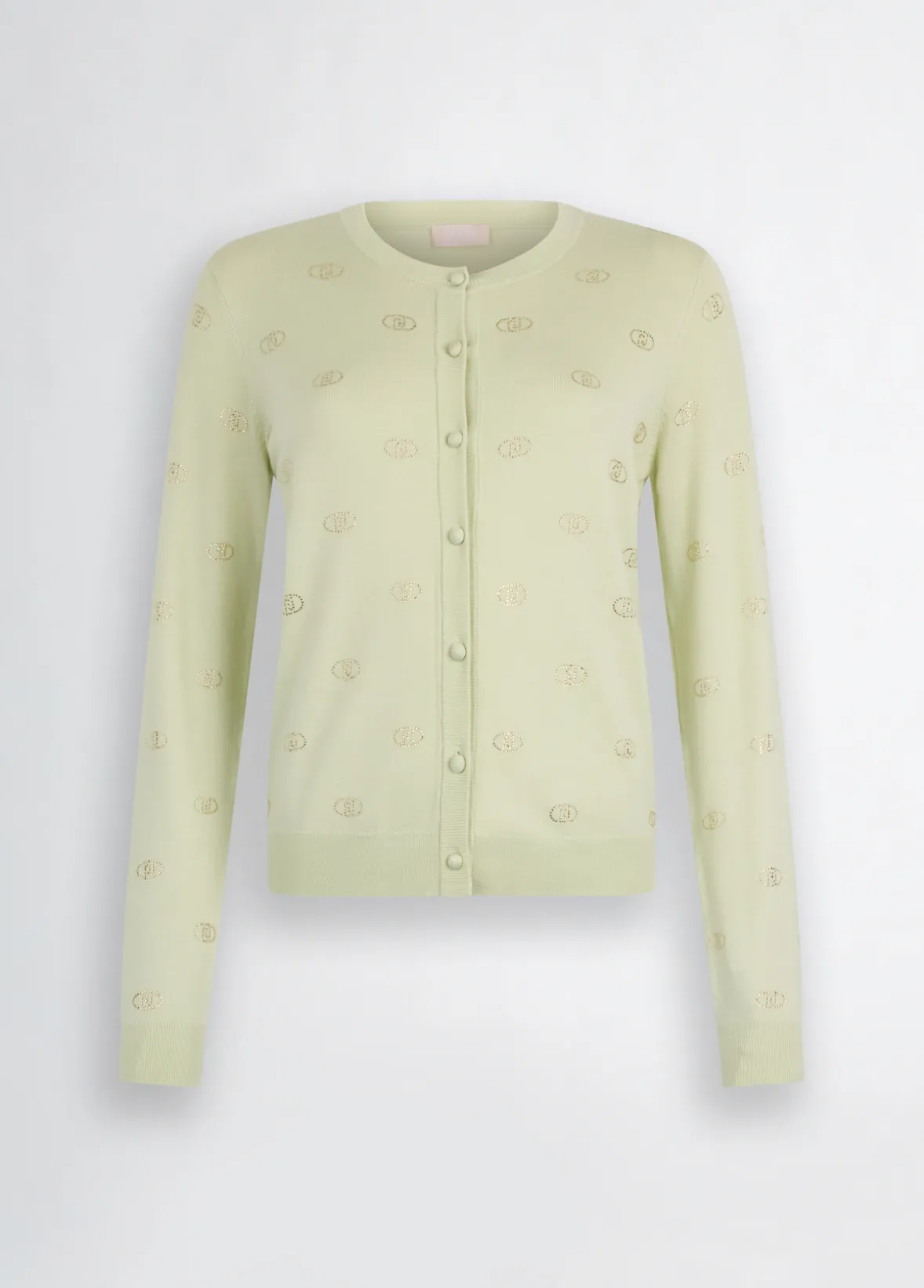Cardigan con logo e strass