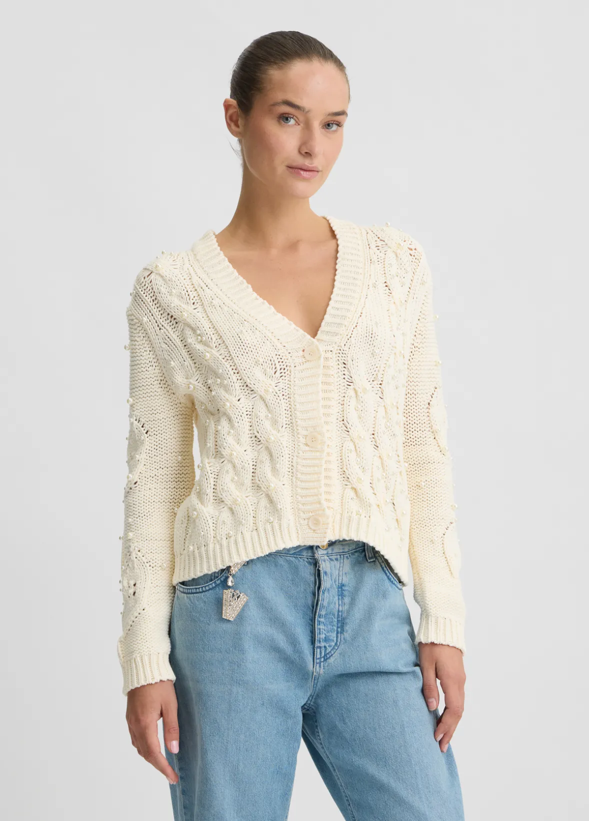 Cardigan con perle