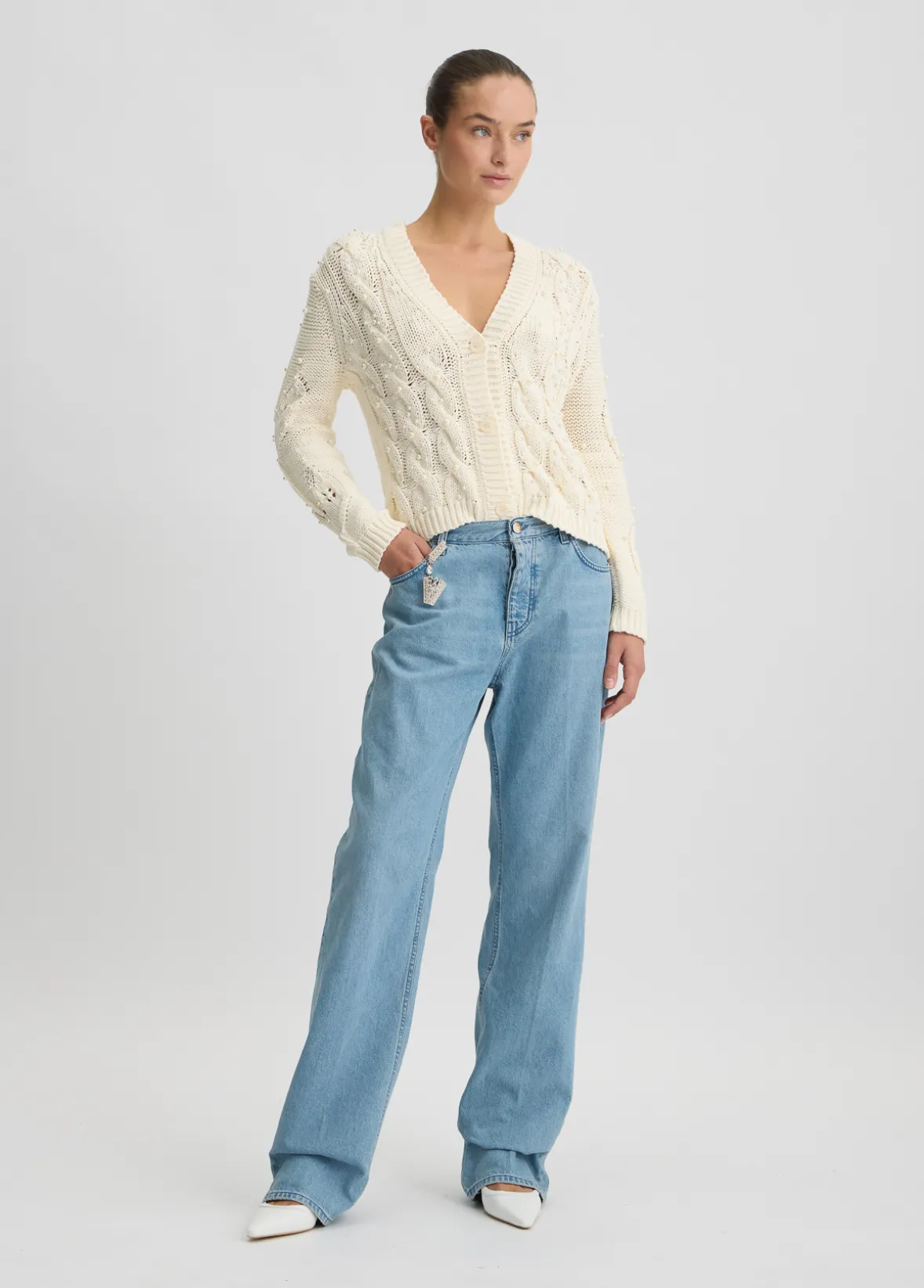 Cardigan con perle