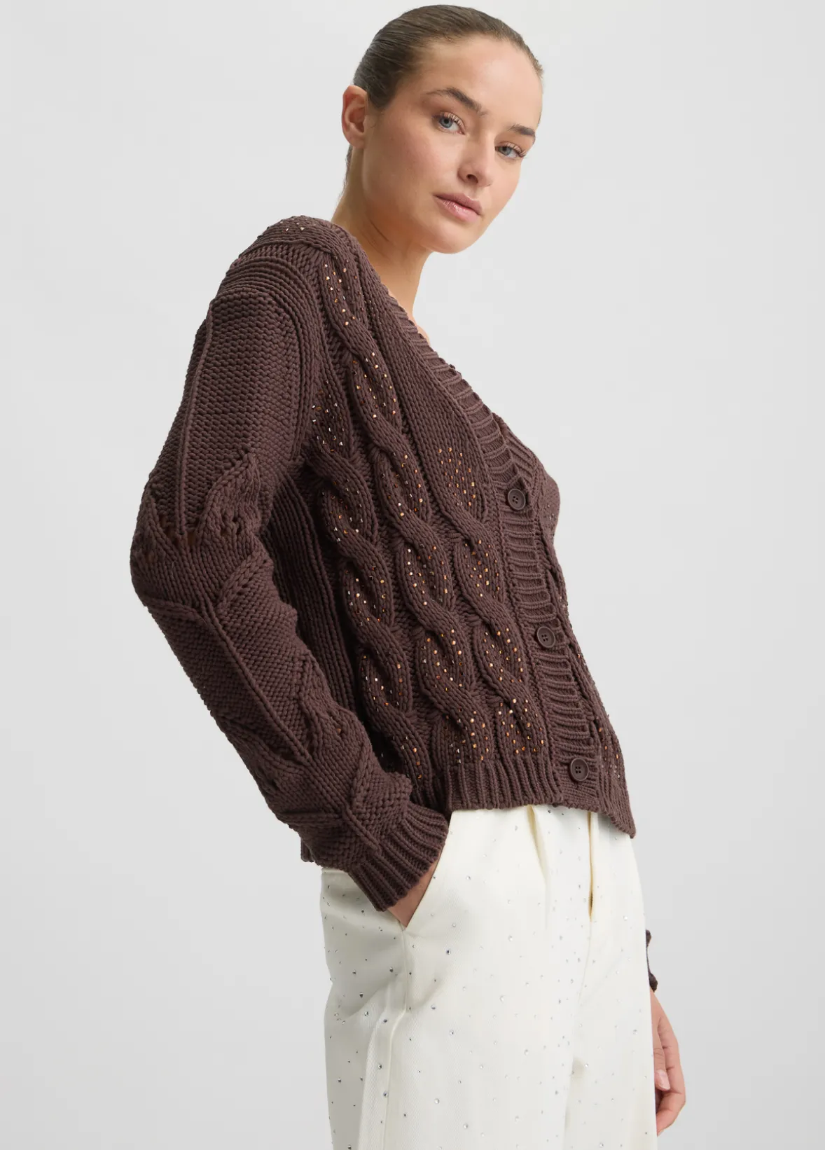 Cardigan con strass