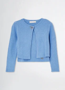 Cardigan e t-shirt in maglia