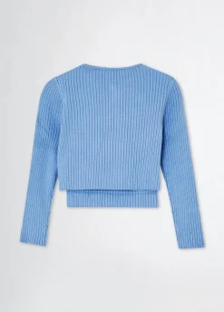 Cardigan e t-shirt in maglia