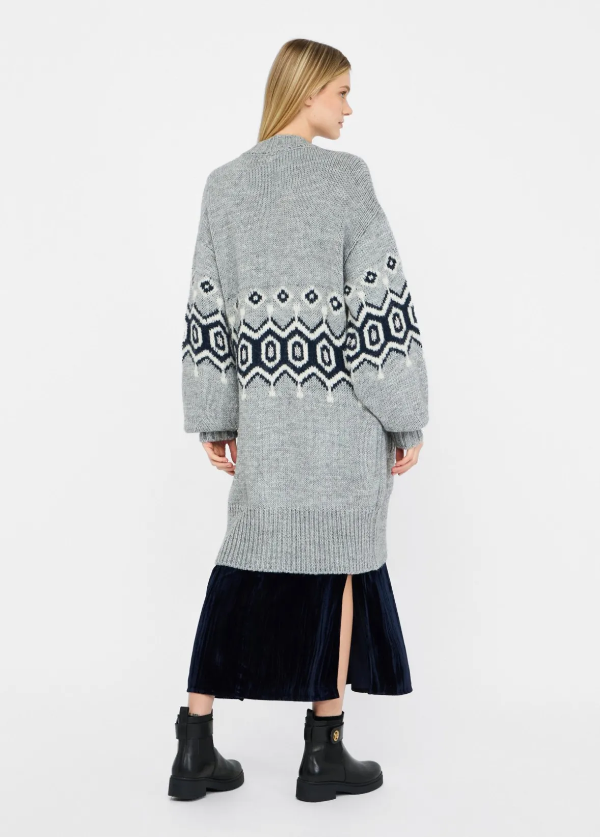 Cardigan in alpaca e lana jacquard
