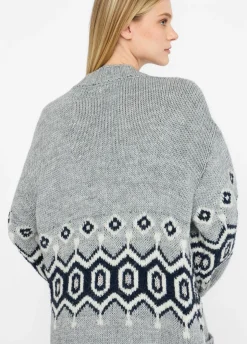 Cardigan in alpaca e lana jacquard
