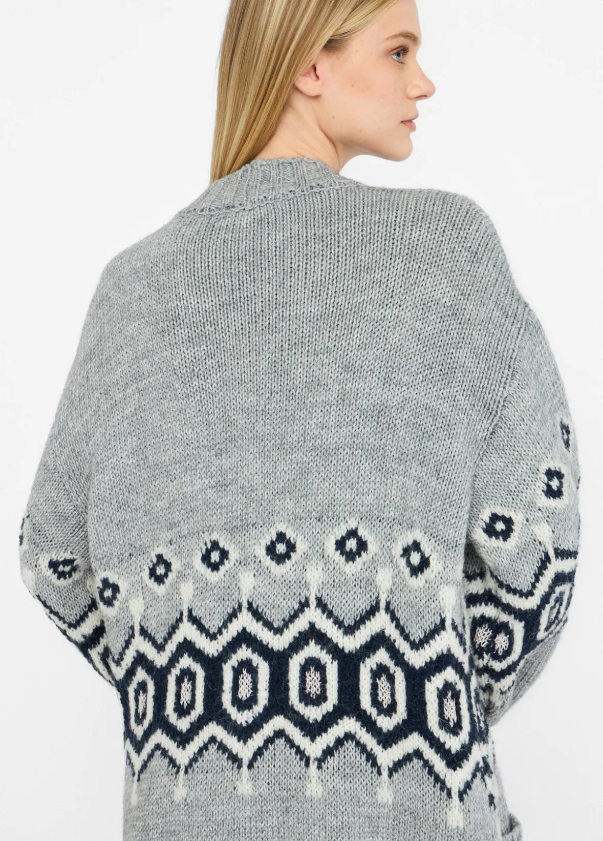 Cardigan in alpaca e lana jacquard