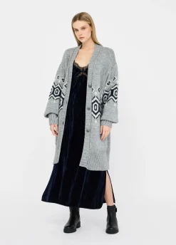 Cardigan in alpaca e lana jacquard