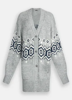 Cardigan in alpaca e lana jacquard