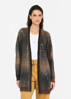 Cardigan lungo con paillettes