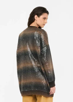 Cardigan lungo con paillettes