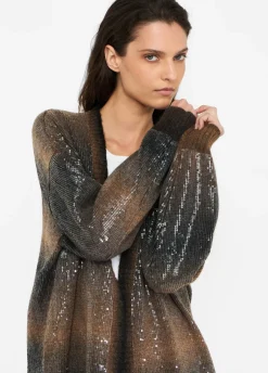 Cardigan lungo con paillettes
