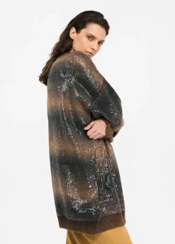 Cardigan lungo con paillettes