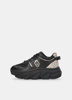 Chuncky sneakers in pelle e glitter