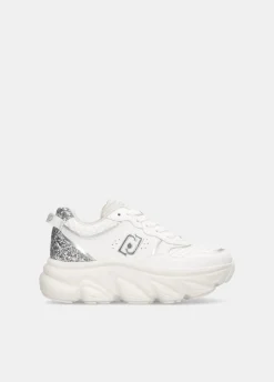 Chuncky sneakers in pelle e glitter