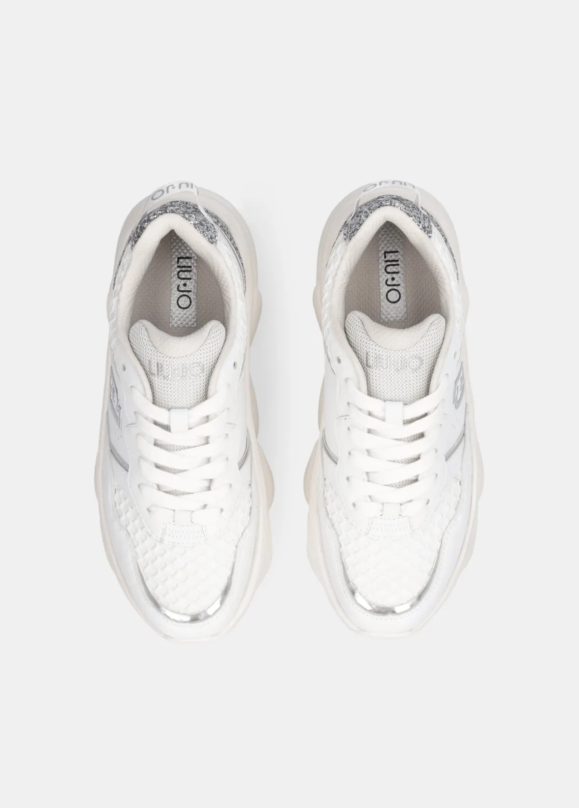 Chuncky sneakers in pelle e glitter