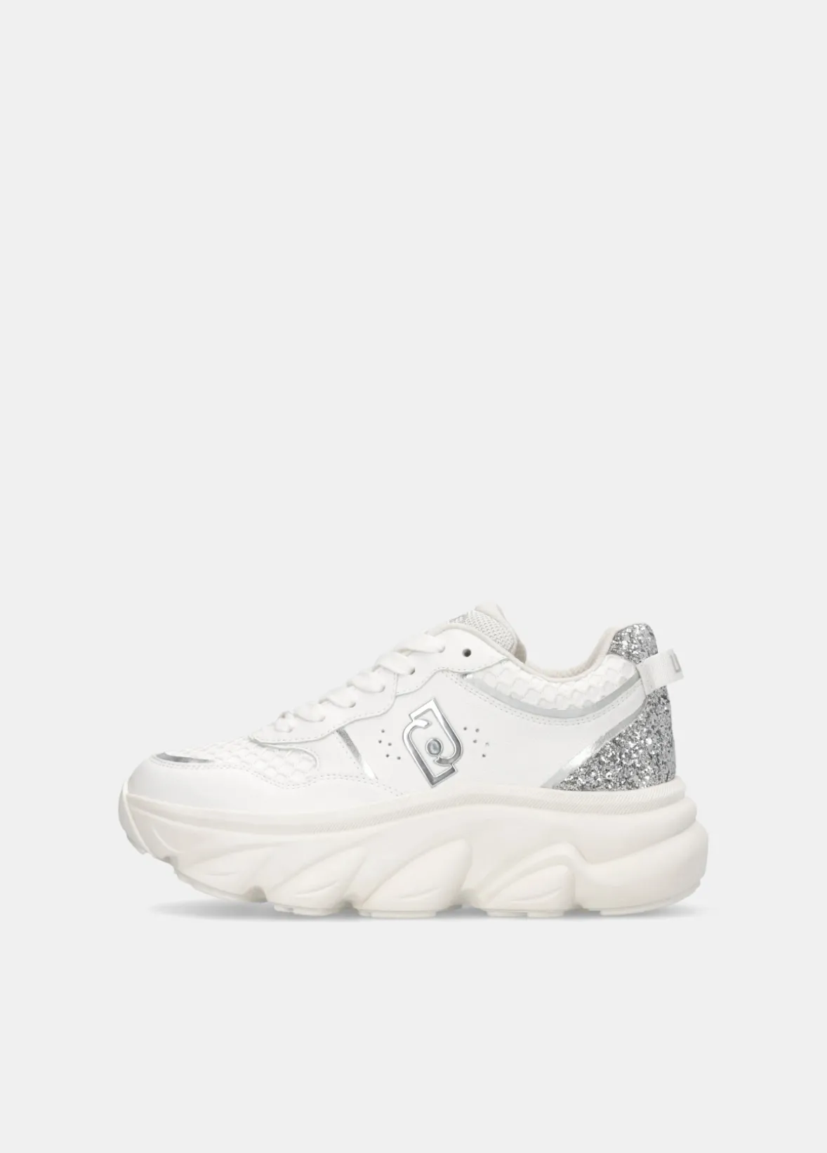 Chuncky sneakers in pelle e glitter