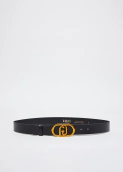 Cintura in pelle con logo