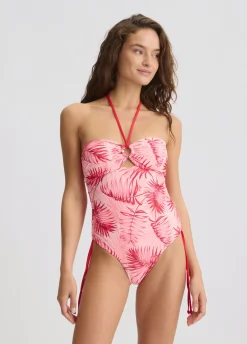 Costume intero da mare con stampa palme