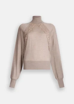 Dolcevita in lana con pizzo