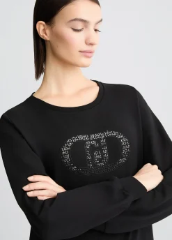 Felpa con logo e strass