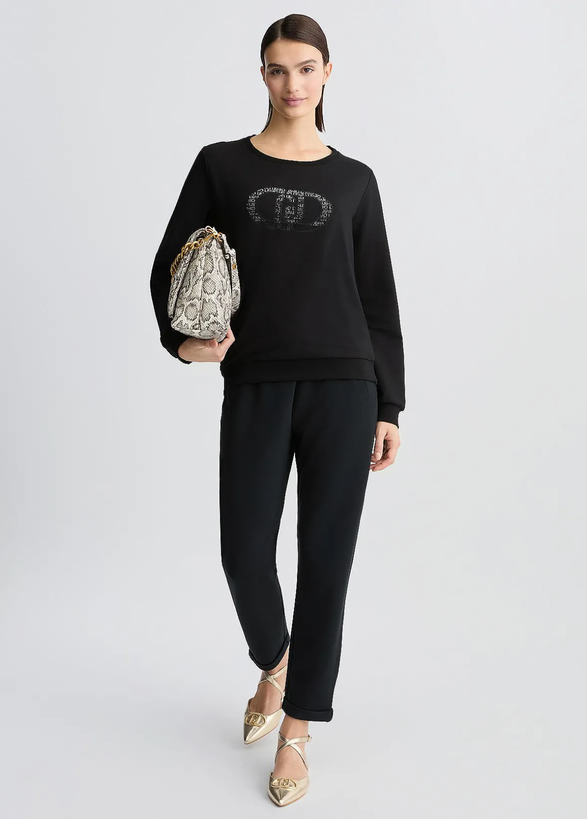 Felpa con logo e strass