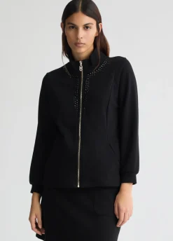 Felpa con zip e strass