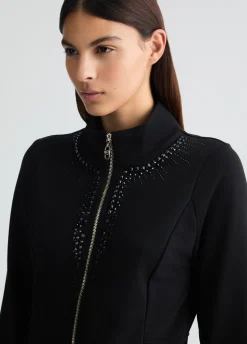 Felpa con zip e strass