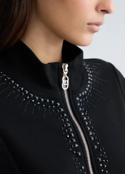 Felpa con zip e strass