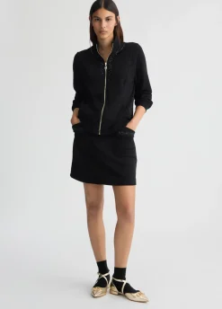 Felpa con zip e strass