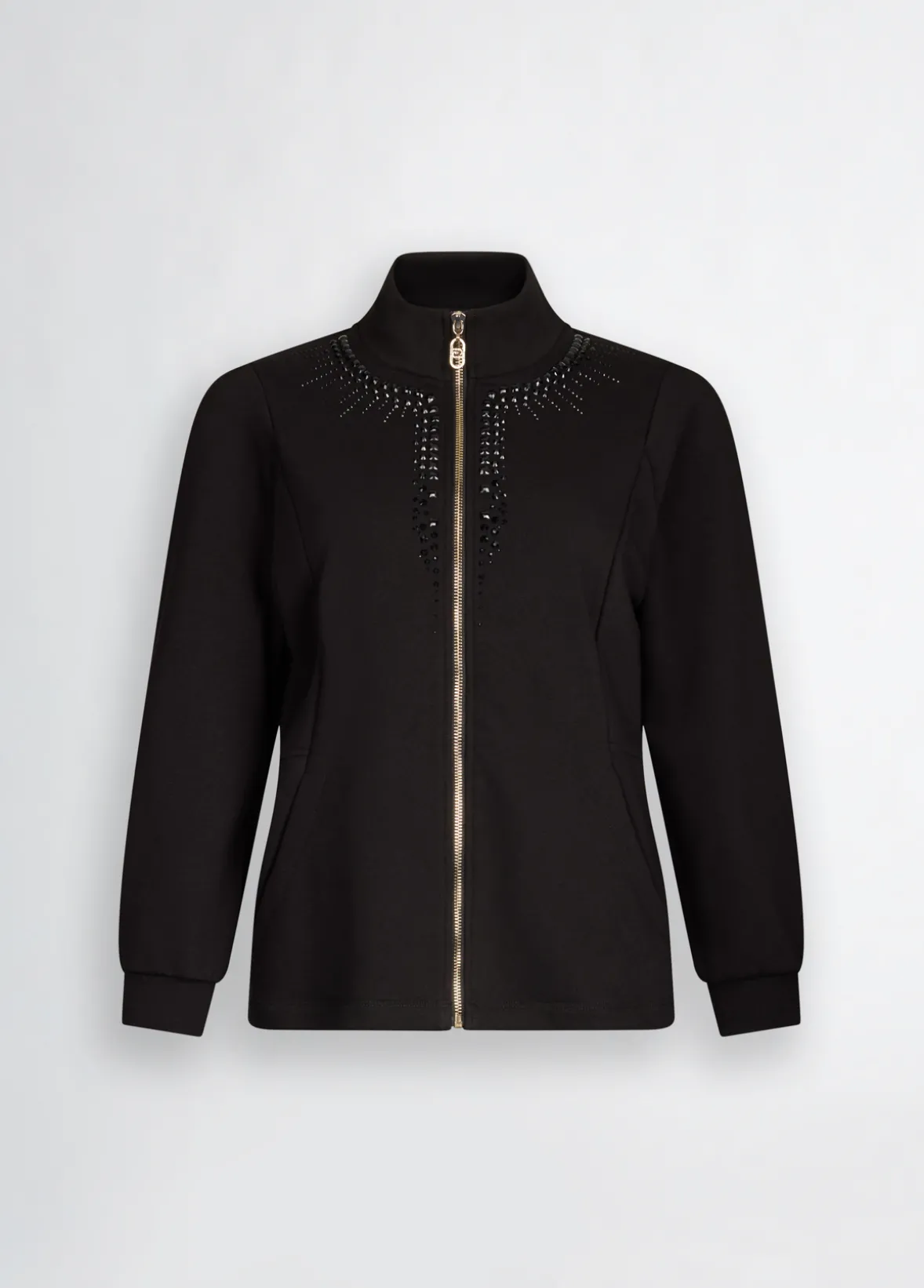 Felpa con zip e strass