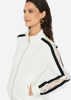 Felpa in cotone con pizzo