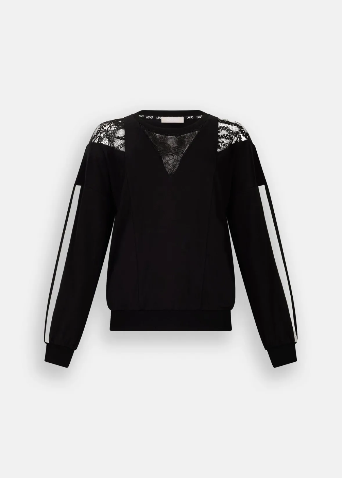 Felpa in cotone con pizzo