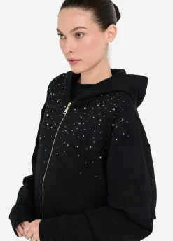 Felpa in cotone con strass