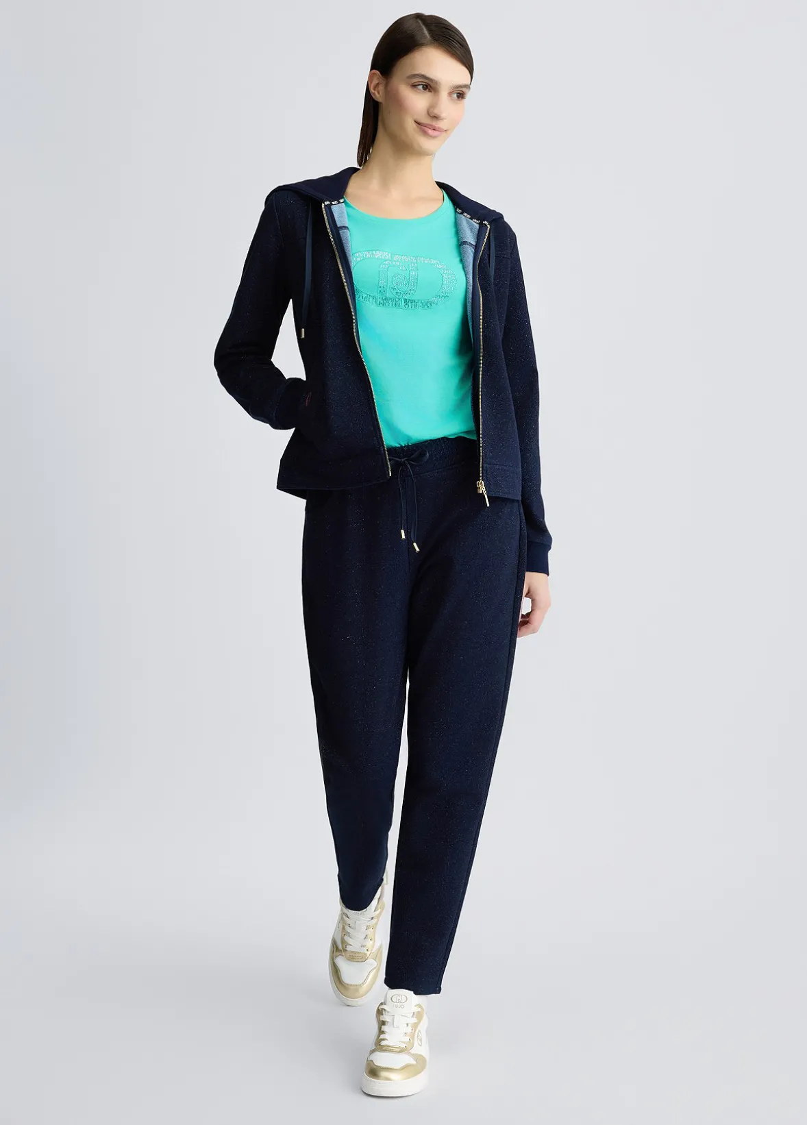 Felpa in lurex® con zip