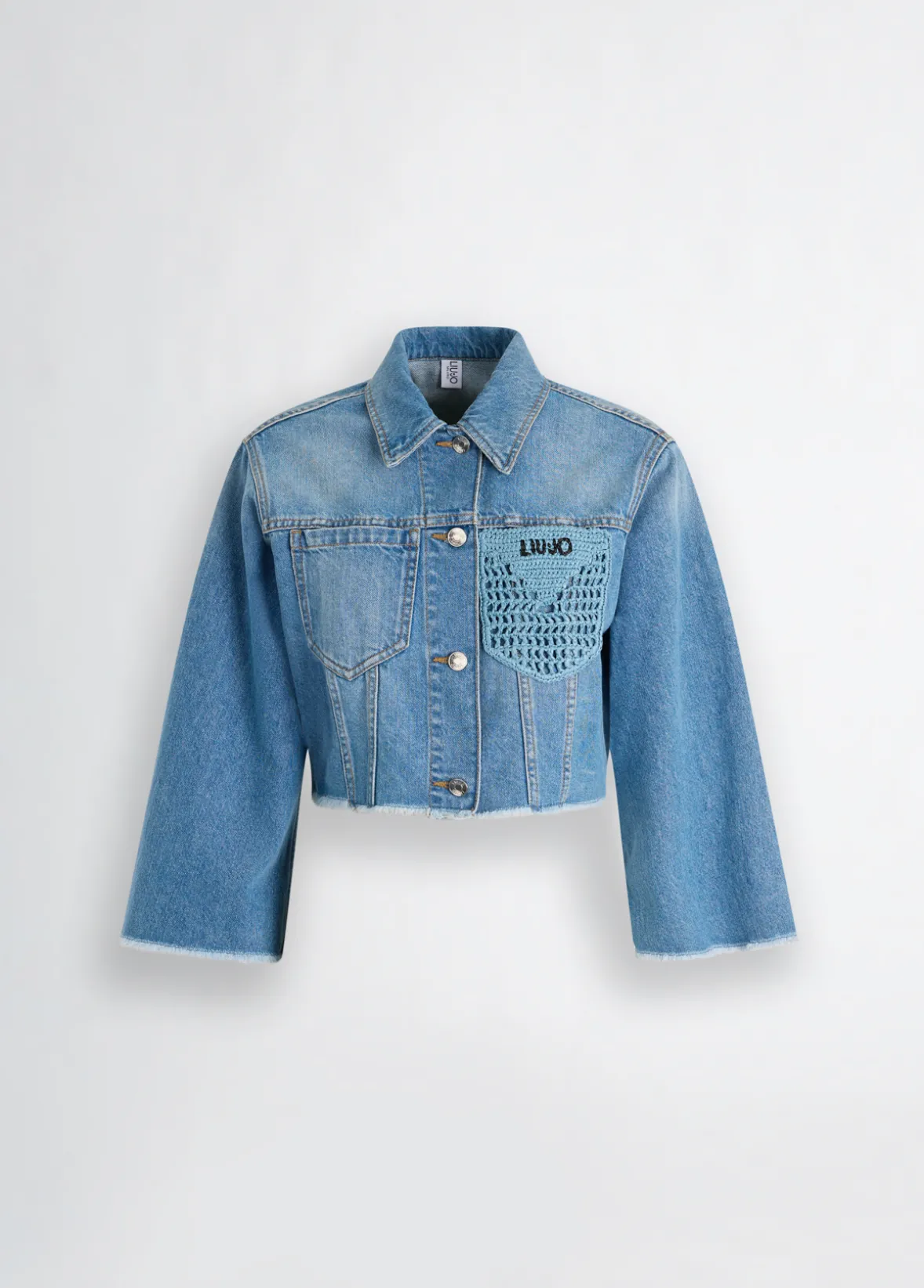 Giacca cropped in denim