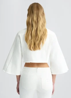 Giacca cropped in denim