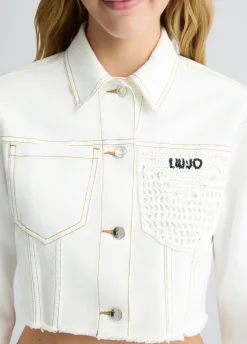 Giacca cropped in denim