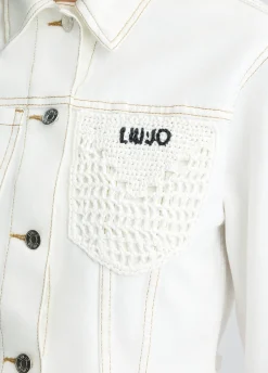 Giacca cropped in denim